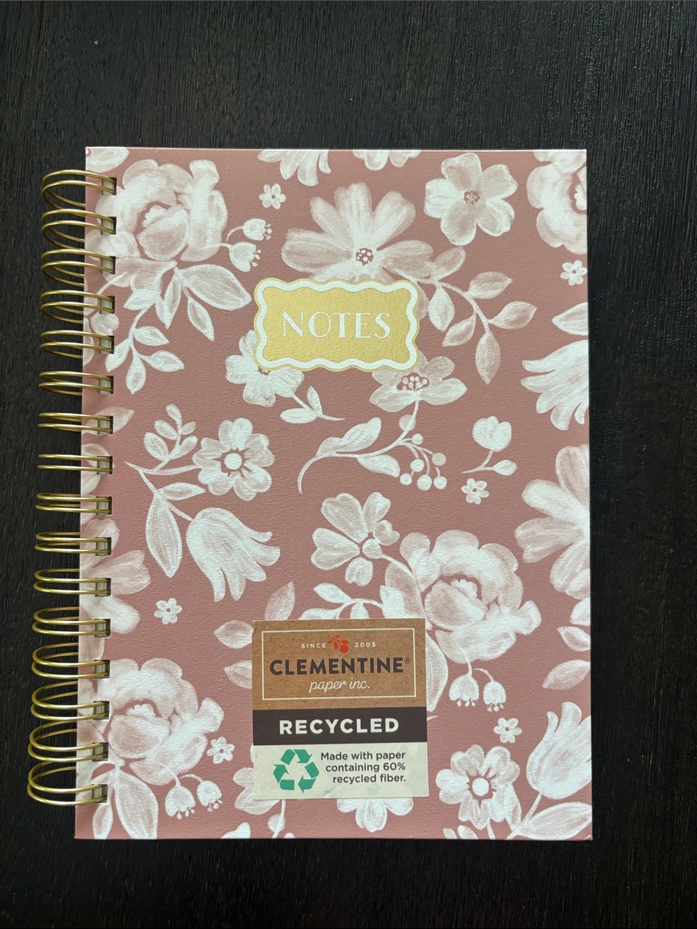 Clementine Pink Floral Spiral Notebook - Recycled Notes
